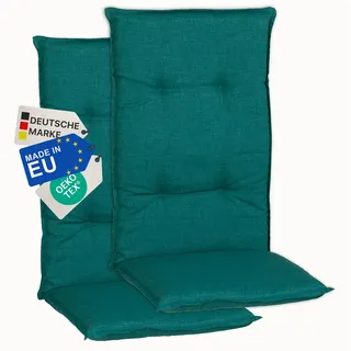 NYVI Hochlehnerauflage Hochlehner Auflagen 2er Set Barcelona - Gartenstuhlauflagen 118x50cm, (2 St), Stuhlauflage, Sitzauflage mit Halteband, UV-fest grün