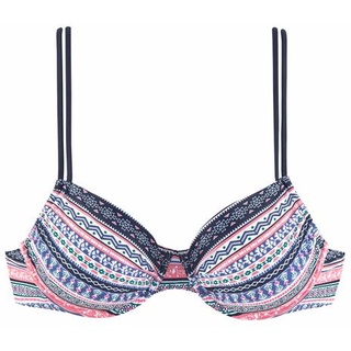 S.Oliver Bügel-Bikini-Top Damen blau-rosé-gestreift Gr.44 Cup E