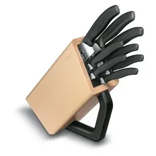 Victorinox Messerblock Swiss Classic, Buche, 12 x 22,5 cm, Borsteneinsatz, mit 8 Messern