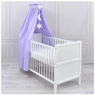 Generisch Baby Delux Babybett Himmel Betthimmel Baumwolle Baldachin für Babybett Kinderbett Wiege Stubenwagen Himmelstange Sterne Mond Applikationen Deko (Lila, ohne Himmelstange)
