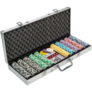 Nexos Trading Pokerkoffer mit 500 abgerundeten Ocean Champion Chips hochwertige Metallkern Jetons 12 g Pokerset mit viel Zubehör Black Jack Texas Holdem