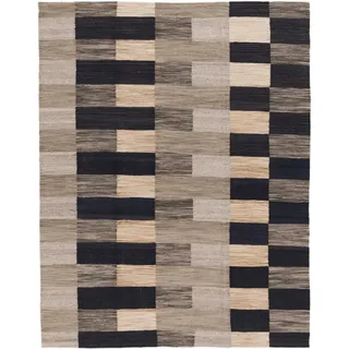 Nain Trading Designteppich Kelim Afghan Edition 148x186 Handgewebter Moderner Orientteppich, rechteckig, Höhe: 5 mm beige|schwarz