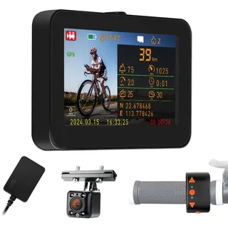 VSYSTO Fahrradspiegel, Fahrrad Rückfahrkamera mit 4,3" HD Monitor, Dashcam Fahrrad, Nachtsicht, Aufzeichnung von Kilometerstand, Geschwindigkeit, Kalorien,für Mountainbike, Rennrad und Elektrofahrrad
