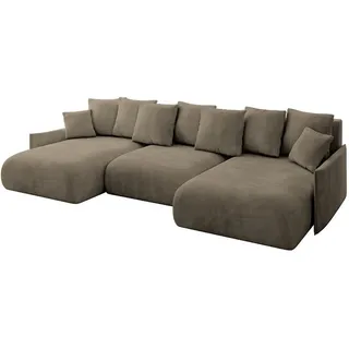 altdecor Ecksofa Velours 6-Sitzer Braun