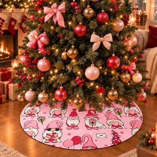 Weihnachtsbaumdecke 120 cm mit Weihnachtsmann-Motiv - Rosa