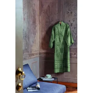 Bassetti Kimono BOLSENA, wadenlang, Baumwolle, Gürtel, aus satinierter Baumwolle grün S-M