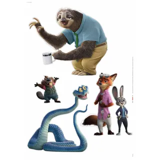 KOMAR Zoomania Wandtattoo von Komar - Größe 50 x 70 cm - Wandsticker, Aufkleber, Sticker, Wanddekoration, Kinderzimmer, Disney, Animationsfilm, Judy Hoops, Nick Wilde, Flash, Faultier, Bellwether, Zootopia