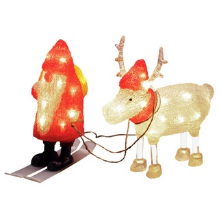 Konstsmide LED-Weihnachtsmann, Weihnachtsmann und Rentier, Höhe: 24,5 cm, Außentrafo, rot/weiß - weiss