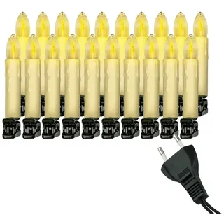 IC Winterworld LED-Lichterkette Retro LED Weihnachtsbaum-Lichterkette mit Filament-Kerzen, E10 Birne, 20-flammig, warm-weiß, 230V, nostalgische Weihnachtsbeleuchtung für Innen