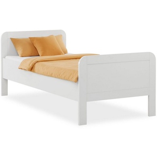 Homestyle4u Holzbett Komfortbett 90x200 cm Natur Weiß Bett weiß