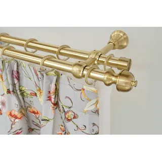 GARESA Gardinenstange GARESA "ANDREA", gold (mattmessingfarben), L:100cm Ø:20mm, Metall, Gardinenstangen, Vorhanggarnitur, verlängerbar, Endknopf Profil klein, mit Ringen