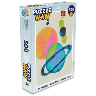MuchoWow Puzzle Planeten - Abstrakt - Neon - Farbe, 500 Puzzleteile, Foto-Puzzle, Bilderrätsel, Puzzlespiele, Spielzeug bunt