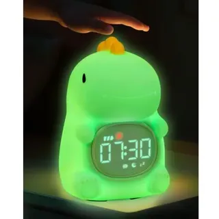 Kinder-wecker Mit Nachtlicht, Wiederaufladbare Dino-silikonlampe, Süße Tier-beleuchtung, Idealer Schlafbegleiter Für Jungen & Mädchen
