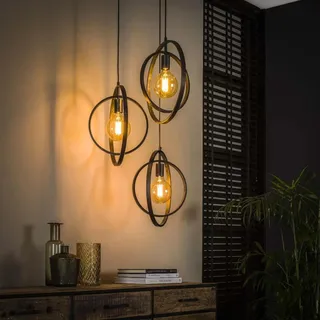 famlights Vintage Deckenlampe Henrik in Grau für Esstisch/Esszimmerlampe industrial Dimmbar Hängelampe Metall Esszimmer/Retro Pendelleuchte/Deckenleuchte Pendelleuchte Hängeleuchte E27
