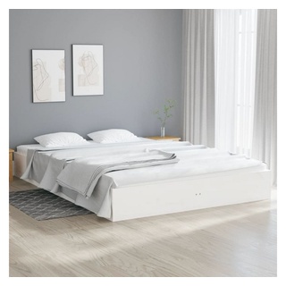vidaXL Bett Massivholzbett Weiß 120x200 cm weiß