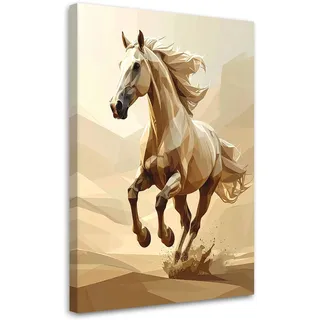 Leinwandbild Weißes Geometrisches Pferd Im Galopp 80x120