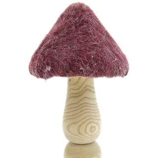 Gasper Herbst- und Weihnachtsdeko Pilz Rot & Natur Ø 17 cm - Holz & Filz