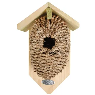 3 Stück Esschert Design Nistkasten, Vogelhaus mit Höhle aus Seegrass, ca. 15 cm x 10 cm x 26 cm