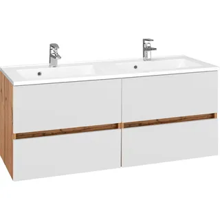 WELLTIME Waschbeckenunterschrank WELLTIME "Lucca", weiß, B:120cm H:56cm T:47cm, Schränke, Waschbeckenunterschrank, Badmöbel, Waschtisch inkl. Waschbecken, Breite 120 cm