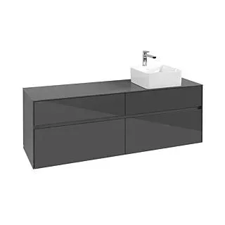 Waschbeckenunterschrank 160 x 55 cm Glossy Grey