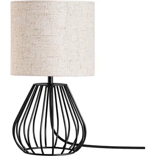 Dewenwils Edishine Nachttischlampe, moderne Tischlampe im Industrie-Stil mit E14-Glühbirne, Vintage-Tischleuchte, für Schlafzimmer und Wohnzimmer, beige & schwarz [Energieeffizienzklasse E]