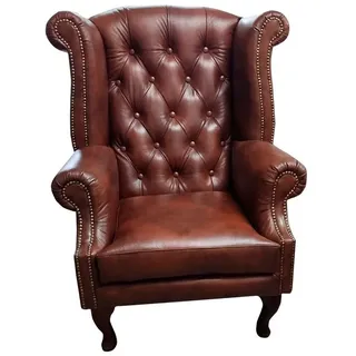 JVmoebel Ohrensessel Lounge Sessel aus Chesterfield Leder in Braun mit Holzfüßen (Packung, 1-St., Klassischer Chesterfield Einzelsessel), Made in Europa braun