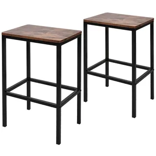 VENDOMNIA Barhocker 2er Set - industrial Design, aus Metall, Barstühle, Bistrohocker, Barstuhl für Bar, Kücheninsel, Theke, Vintage braun