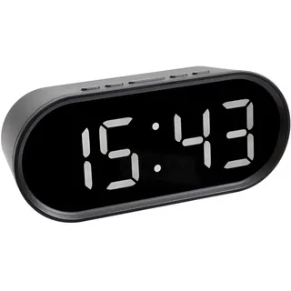 TFA 60.2025.01 Digitalwecker Quarzuhr LED Leuchtziffern, schwarz mit Batterien (schwarz mit Batterien)