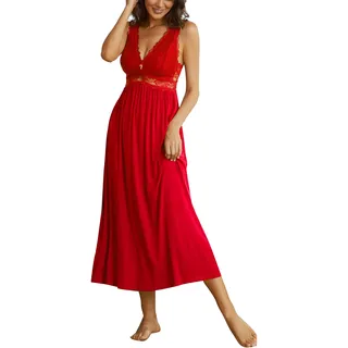 Alcea Rosea Satin Nachthemd Damen Lang Schwarz Spitze Sexy Nachthemden Damen ärmelloses Negligee Elegantes S-XXXL - M