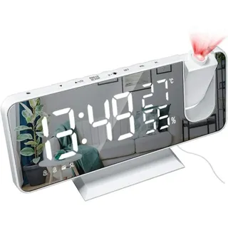 Digitaler Led-wecker Mit Projektion 180° Und Radiowecker