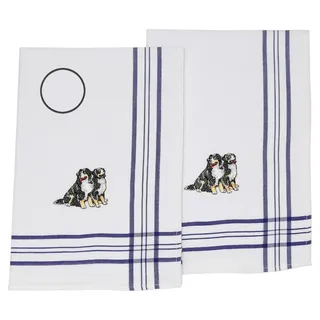 Betz Geschirrtuch 2 Stück Geschirrtücher Küchenhandtuch Bestickt Motiv Hunde 50 x 70 cm, (2-tlg), Gläsertücher Waffelpiqué blau blau|weiß