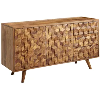 KADIMA DESIGN Sideboard 138x76x45 cm Sheesham Massivholz Anrichte mit Türen & Schubladen, Kommode Kommodenschrank Holz Modern, Standschrank