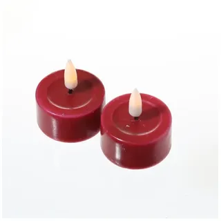 Deluxe Homeart 2er Set LED Teelichter MIA flackernd Echtwachs mit Batterien D: 4,1cm in rot | Gr.: onesize