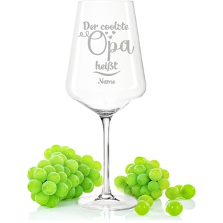 Leonardo Weinglas mit Gravur - Der coolste Opa heißt - Personalisiert mit Namen - Geschenke für Opa zum Geburtstag oder Vatertag - Für den coolsten Großvater - Farbe Puccini