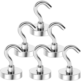 GothicBride 6 Stück Magnethaken Extra Stark 42 kg Neodym Magnete Magnet mit Haken für Küche, Bad, Schließfächer(42 kg)
