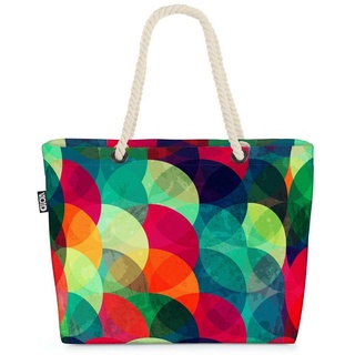 VOID Strandtasche (1-tlg), Bunte Kreise Beach Bag gemustert Kreise Bunt Muster Grafik Kunst Farben Malerei bunt