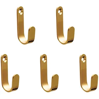 BoBoU 5 Stück Wandhaken aus massivem Messing 40×18×8 mm, gebürstet matt, Garderobenhaken zum Schrauben, Kleiderhaken für Flur, Bad, Küche, auch für Schlüssel geeignet