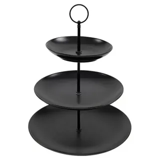 Etagere TOWER, Ø 26 x H 36 cm, Schwarz, 3-stöckig, Porzellan schwarz