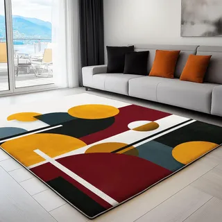 Teppich für Kinderzimmer Mädchen Teenager - 100 x 150 cm Mehrfarbig Trendige Abstrakte Geometrische Muster Teppich Waschbarer Rutschfester Spielteppich, Extra Weich Antibakteriell & Schadstofffrei