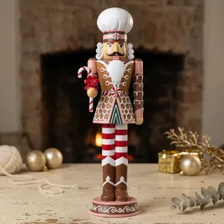 Nussknacker 45cm groß bunt braun Deko Figur Weihnachten Lebkuchen nostalgisch