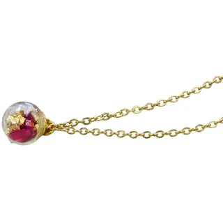 Gedankenwunder Manufaktur Blumenanhänger Glaskugel Rose & Blattgold Anhänger