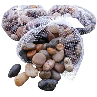 3 Kilo Flusssteine Dekosteine Zierkies Flusskiesel braun-bunt 1-2 cm