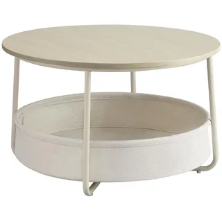 VASAGLE Couchtisch rund Beige Stahl 75 x 45 cm