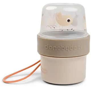 Done by Deer Müslibecher To Go Kinder - Joghurtbecher To Go oder Snackbox mit Fächern - 2 Luftdichte Kammern - Auslaufsicher - BPA-Frei - Ø8 x H 11,5 cm - Birdee Sand
