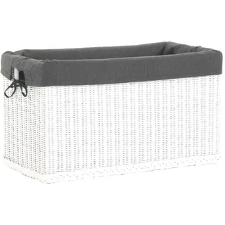 Krines Home Allzweckkiste Spielzeugkiste Rattan Truhe Aufbewahrung Korb Rattantruhe ohne Deckel, mit Inlett weiß 63 cm