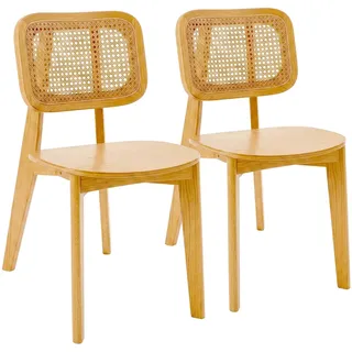Oviala Business 2er-Set Stühle im skandinavischen Stil aus Ulmenholz und natürlichem Rattan - Oviala