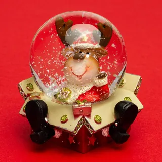 SIKORA SK03 Kleine Glas Deko Schneekugel Elch im Geschenkpaket Weihnachten Weihnachtsdeko D:45mm