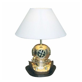 Linoows Tischleuchte Tischlampe mit Taucherhelm, Maritime Schirm Lampe, ohne Leuchtmittel, Leuchtmittel abhängig, Schirmlampe 45 cm goldfarben