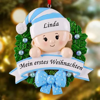 iDIY Weihnachtskugeln mit Namen und Datum - Erstes Weihnachten Baby - Weihnachtskugel selber gestalten - personalisiert