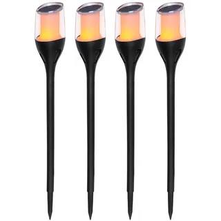 ChiliTec Solarleuchte Gartenfackel 64cm LED-Fackel mit Erdspieß 4 Stück | IP65, Für Außen, Dekoleuchte, Für Garten Party Terrasse